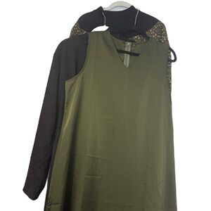 Womens Fall Winter Dress Bundle of 3 Floral ribbed satin chord holiday midi maxi